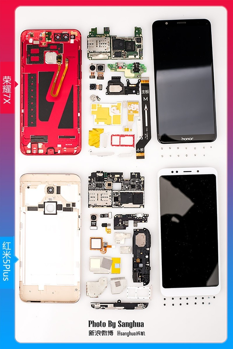 [By Sanghua拆机] 最美拆机，荣耀7X 红米5Plus对拆。
