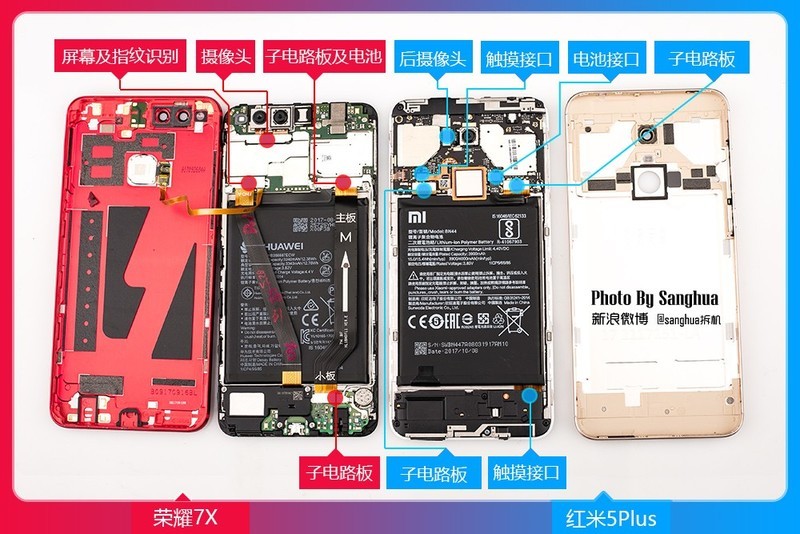 [By Sanghua拆机] 最美拆机，荣耀7X 红米5Plus对拆。
