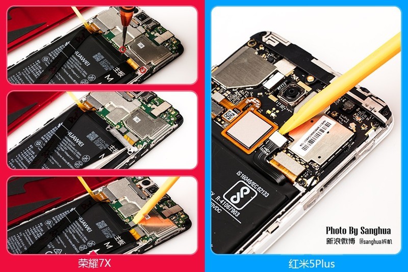[By Sanghua拆机] 最美拆机，荣耀7X 红米5Plus对拆。