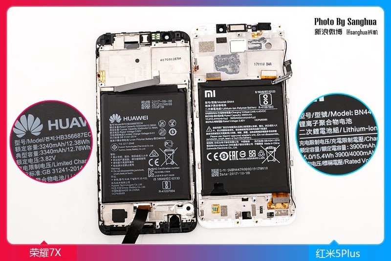 [By Sanghua拆机] 最美拆机，荣耀7X 红米5Plus对拆。