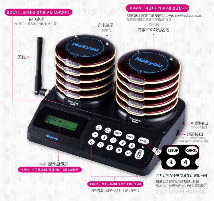 Nokyou取餐器 G7系列取餐呼叫器冷饮店震铃甜品店飞盘取餐牌咖啡厅电子呼叫器