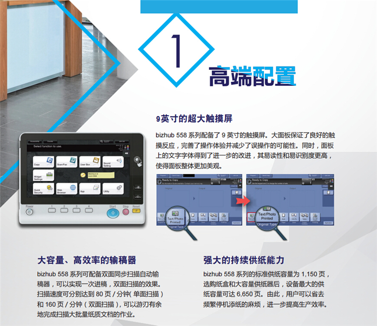 柯尼卡美能达558黑白多功能一体机 A3激光打印机彩页-科颐办公