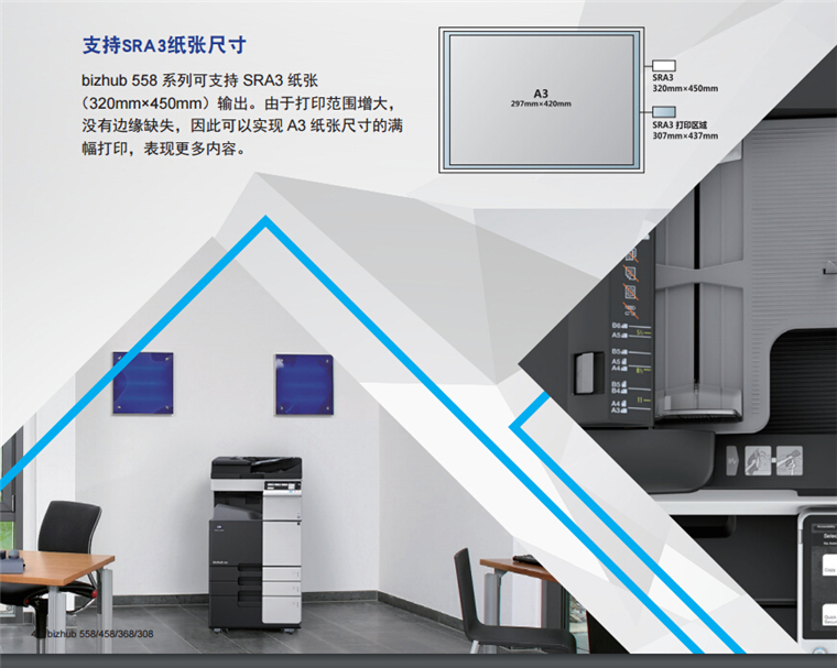 柯尼卡美能达558黑白多功能一体机 A3激光打印机彩页-科颐办公