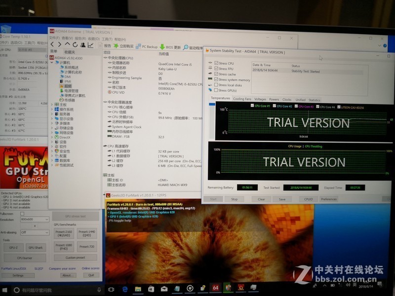三台电脑烤机结果，求大神看看哪台烤机状态下性能好