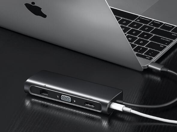 苹果笔记本插口少? 一招扩展8个接口, 5种功能任意用