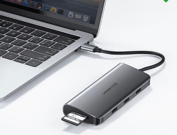 苹果笔记本插口少? 一招扩展8个接口, 5种功能任意用