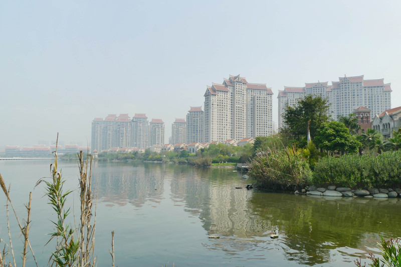 散步在集美滨水小区周边的小路上