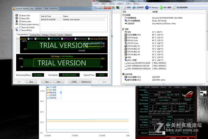 4790K 开盖换NT-H1和酷冷博液金效果
