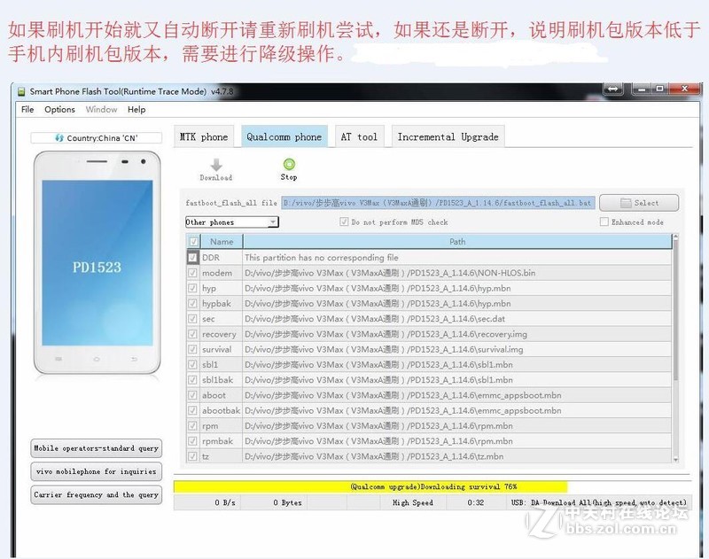 vivo Y37  Y937(电信4G)线刷包下载.线刷教程.可解账户锁.可救砖！(高速下载资料)