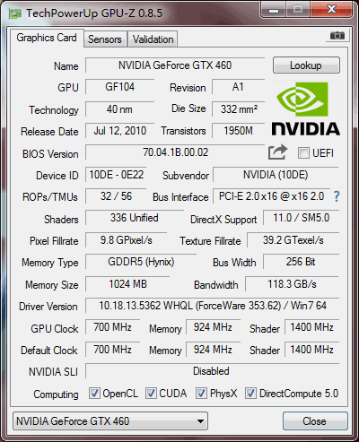 一个Q6600 CPU 一块GTX460 1G 黑将显卡