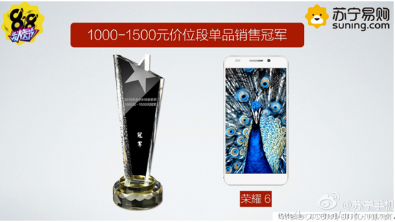 荣耀6力压小米4等众多1499元手机再夺冠