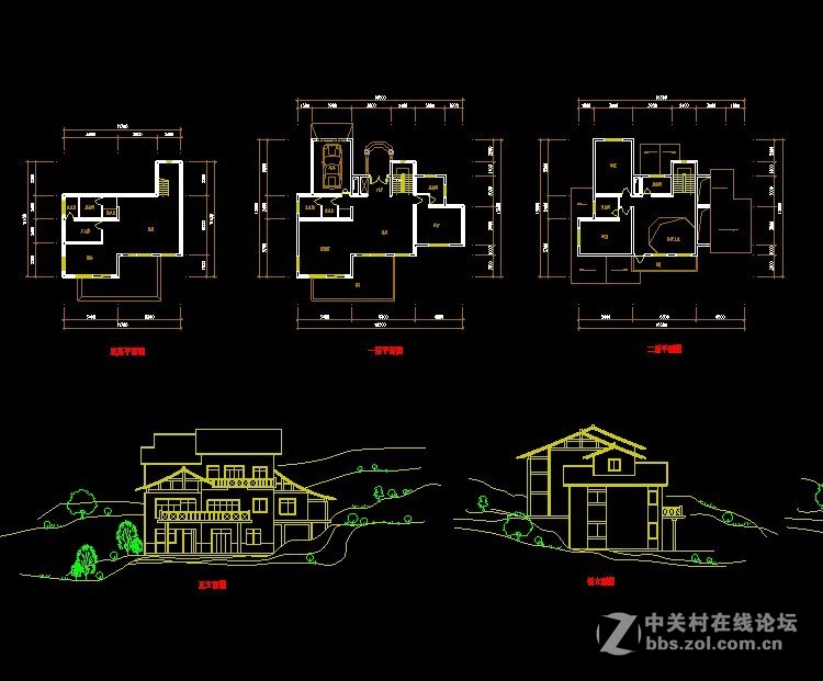 室内带游泳池的别墅设计CAD施工图方案