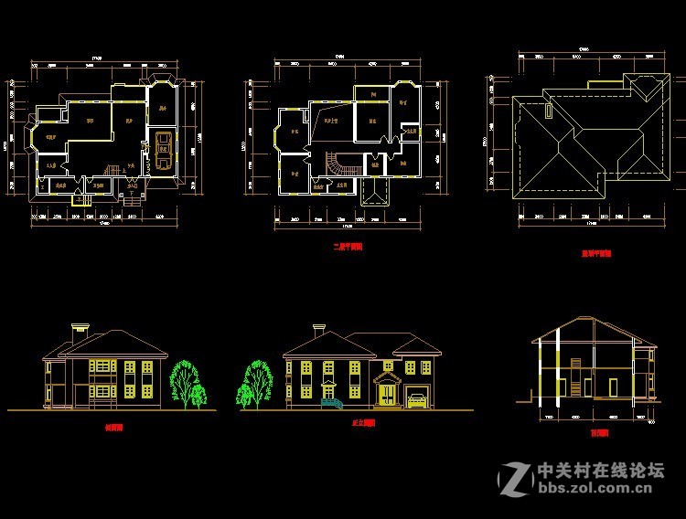 室内带游泳池的别墅设计CAD施工图方案