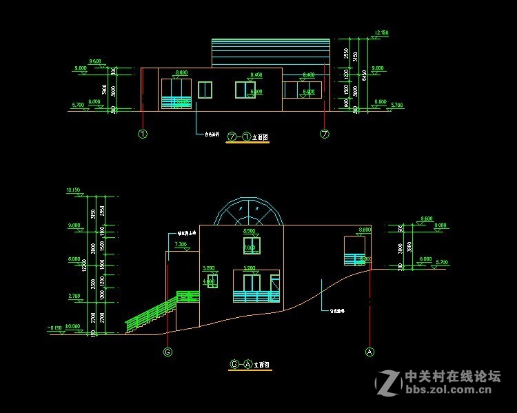 室内带游泳池的别墅设计CAD施工图方案