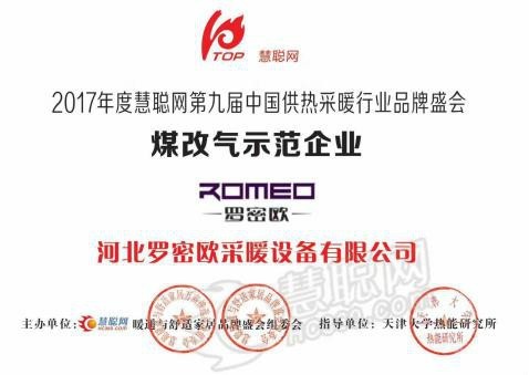 羽顺·罗密欧壁挂炉荣获煤改气示范企业称号