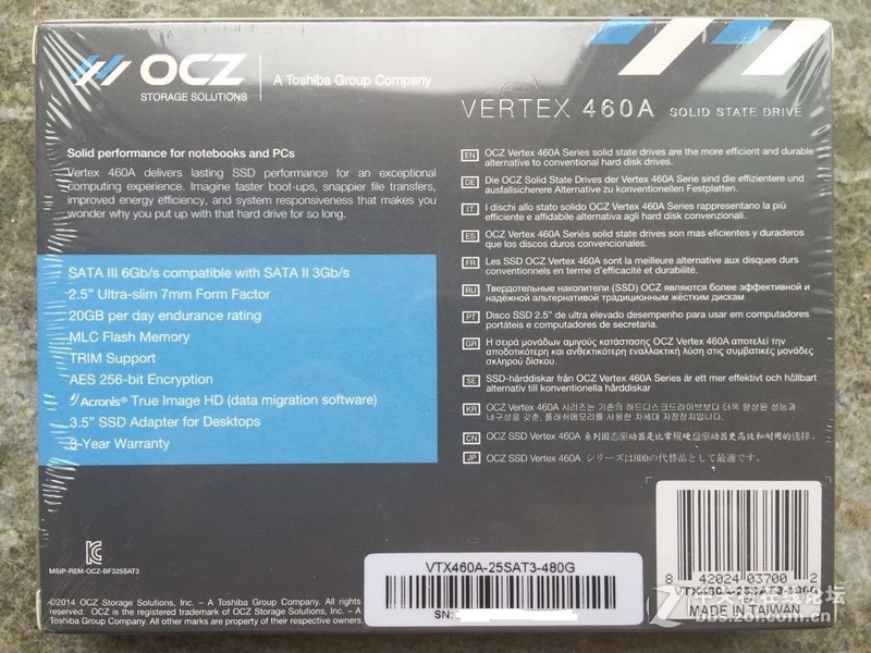 固态硬盘OCZ VERTEX 460A 480G