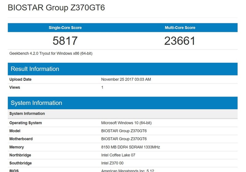 BIOSTAR RACING Z370GT6搭载i5-8600K效能解析