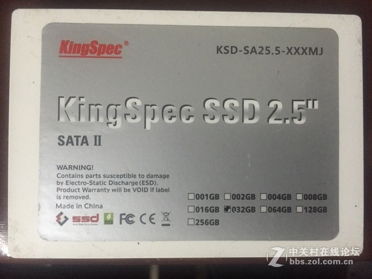 70包邮金胜KingSpec 2.5寸SSD sata2 32GB固态硬盘,老机器升级加速必备