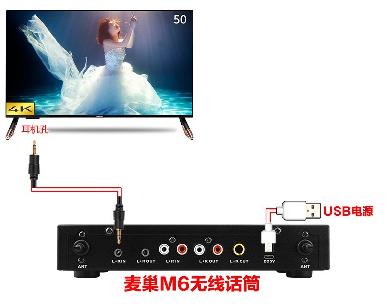 夏普LCD-50SU671A智能电视插话筒唱歌接麦巢麦克风k歌