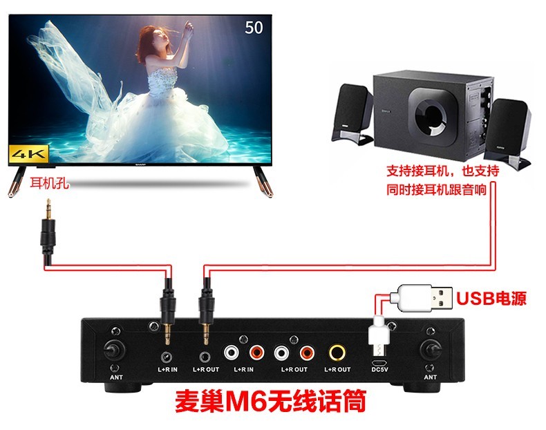 夏普LCD-50SU671A智能电视插话筒唱歌接麦巢麦克风k歌