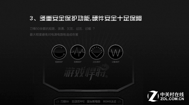 游戏悍将刀锋50电源50℃额定功率无损耗