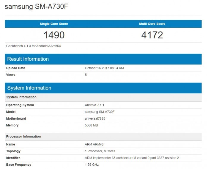 星空体育平台中国特供新Galaxy A7现身：Exynos 7885+6GB内存