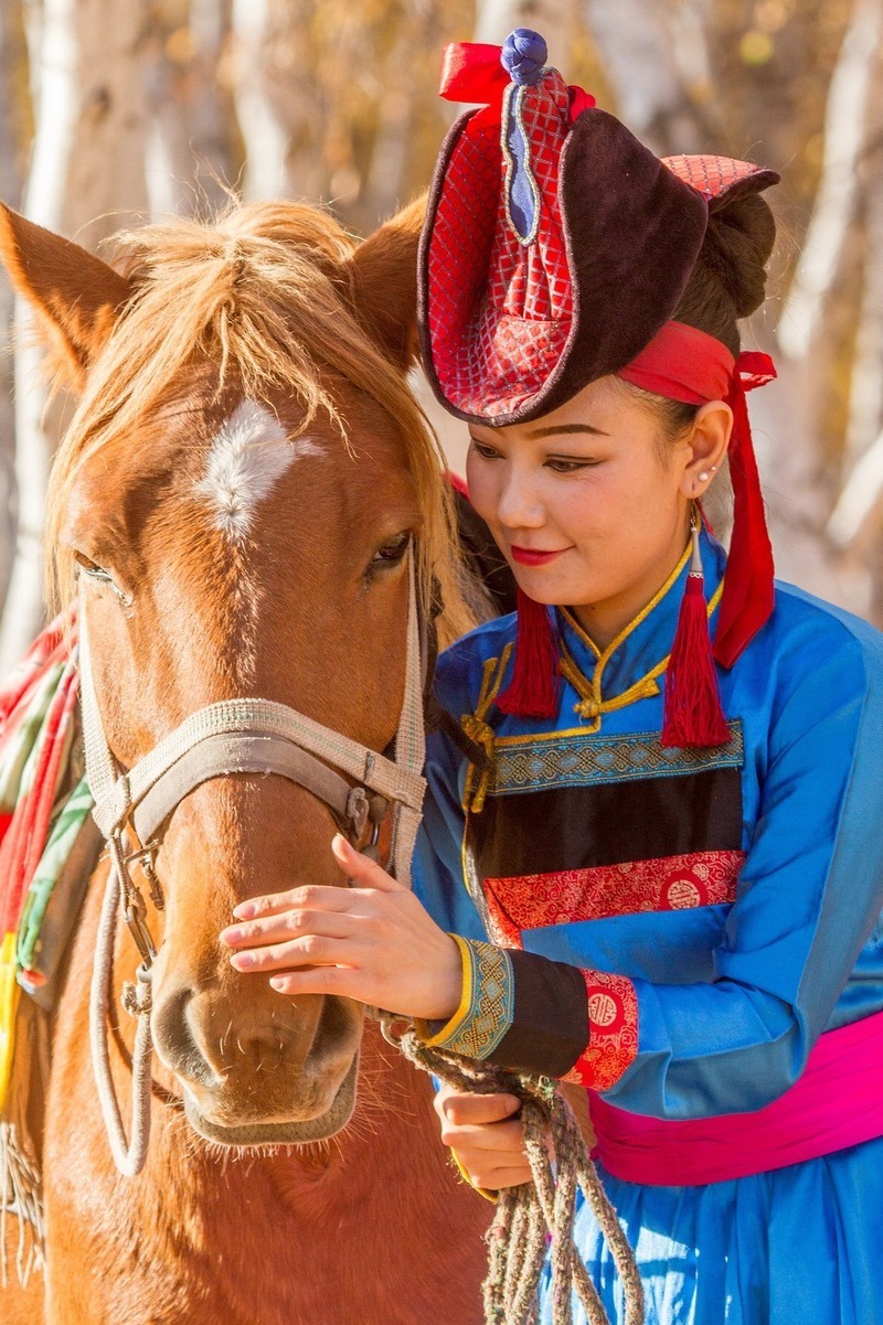 蒙族姑娘爱骏马