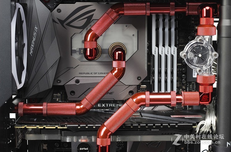 华硕ROG M9E、索泰1080Ti寒冰至尊，分体式水冷金属管方案SHOW！