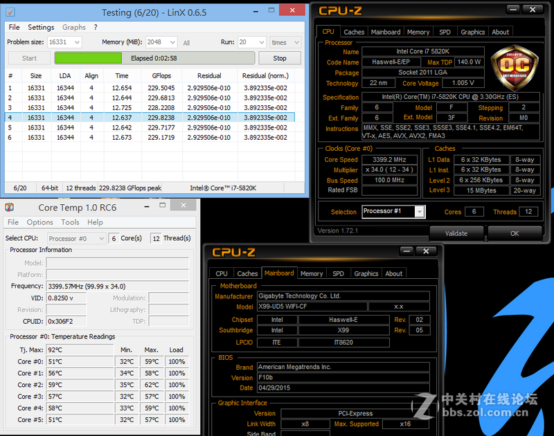 [原创]Intel Core i7-5820K与GIGABYTE X99-UD5 WIFI超频解析