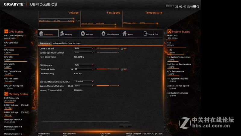 [原创]Intel Core i7-5820K与GIGABYTE X99-UD5 WIFI超频解析