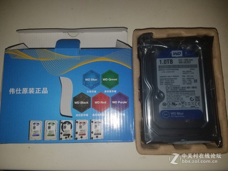 售全新西部数据 1T蓝盘64M缓存,7200转    (带质保某东行货)