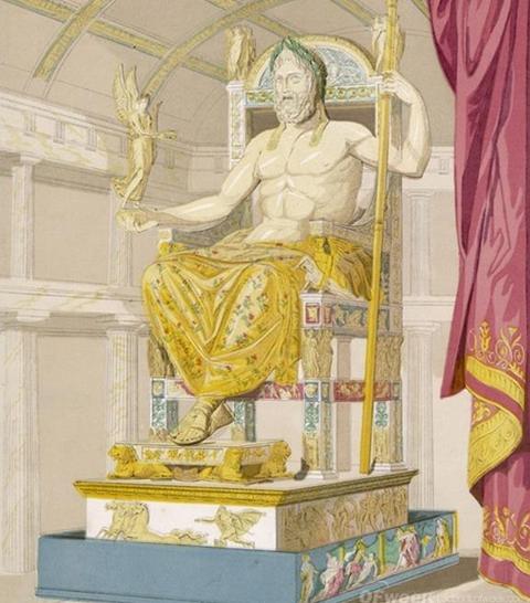 根据历史记载,古希腊人在打造这尊宙斯神像的时候使用的是"克里斯里凡