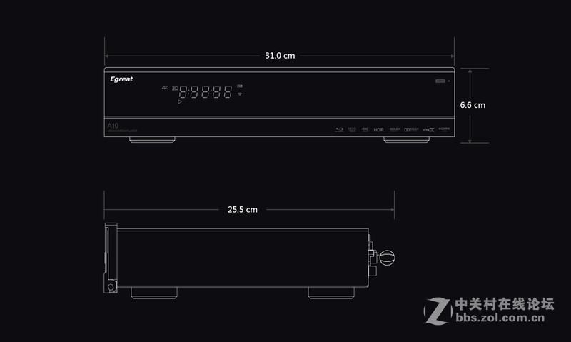 4K完美蓝光原盘导航 亿格瑞A10外观尺寸篇