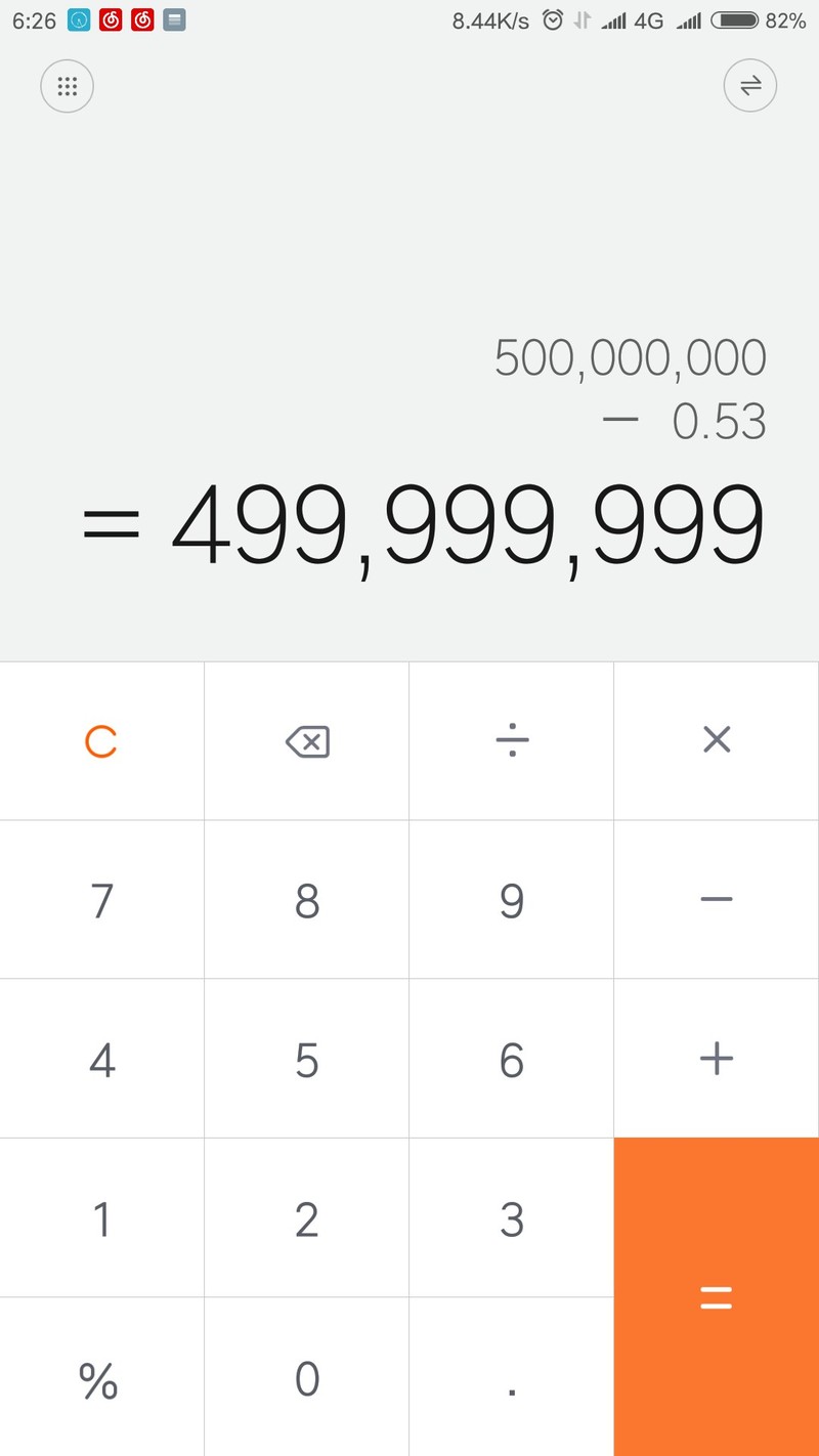 刷了miui9,但这计算器咋的不准，计算出的结果不显示后面的小
