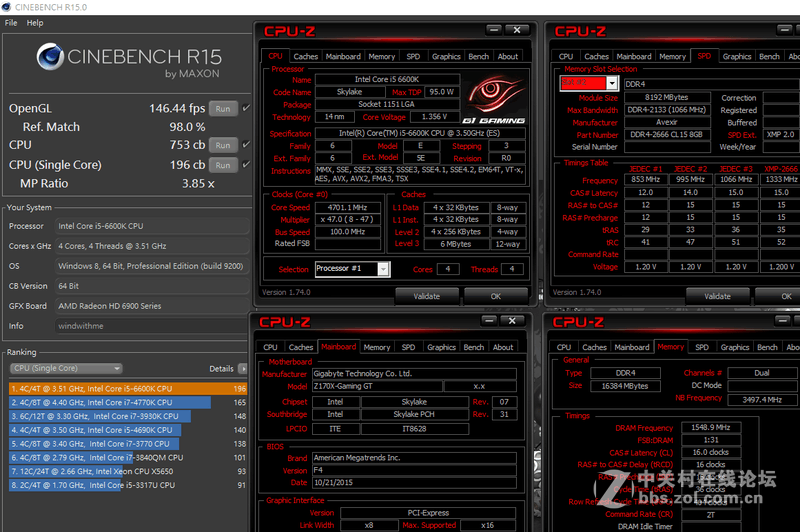GIGABYTE Z170X-Gaming GT搭载6600K超频解析
