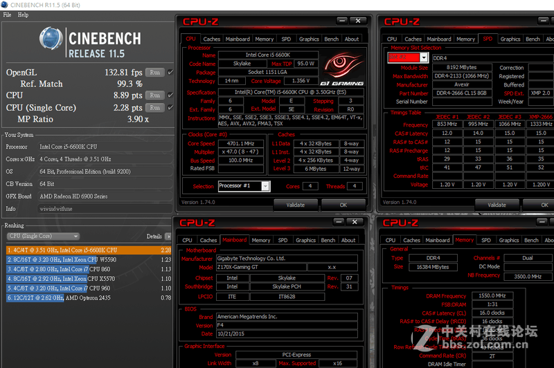 GIGABYTE Z170X-Gaming GT搭载6600K超频解析