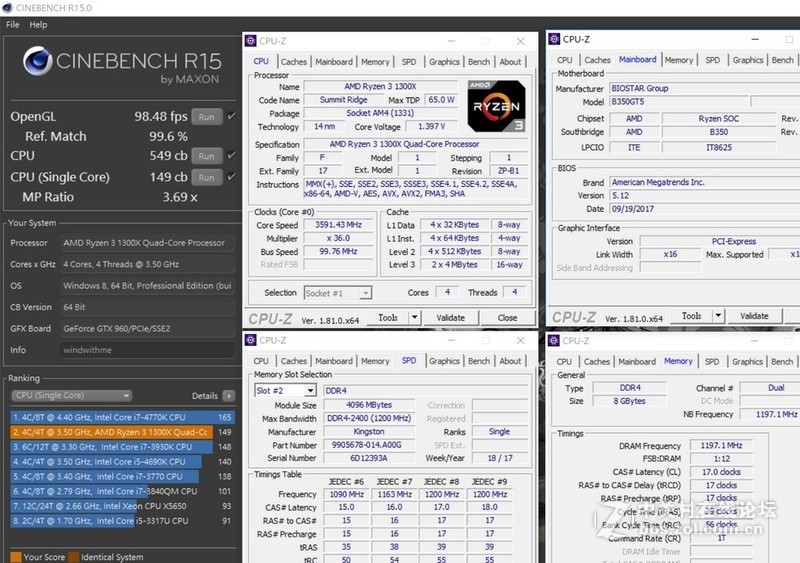 AMD RYZEN 3 1300X预设效能与常见空冷超频分享