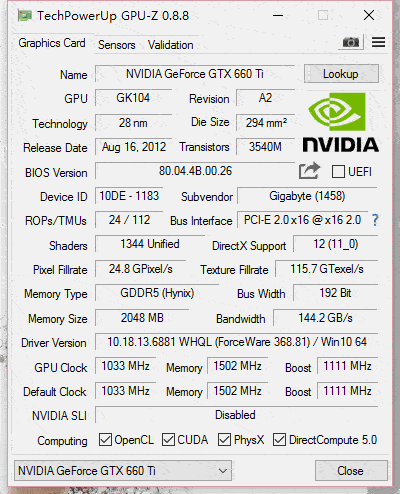 技嘉GTX660TI 2G