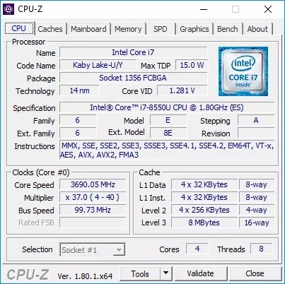 Intel Core i7-8550U相关测试出炉，性能暴涨