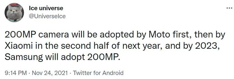 爆料：三星 2 亿像素传感器将由摩托罗拉首发，小米明年下半年采用