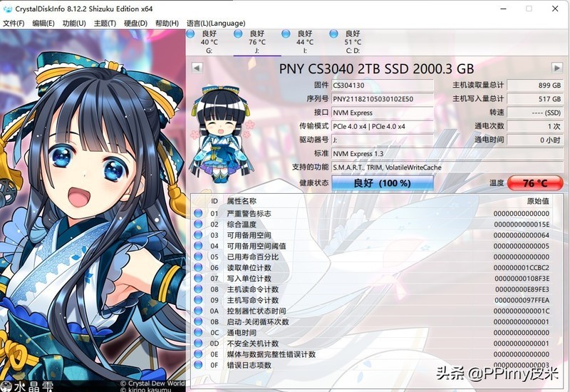 大碗量足的Gen4 SSD：PNY CS3040 2TB
