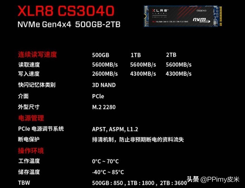 大碗量足的Gen4 SSD：PNY CS3040 2TB