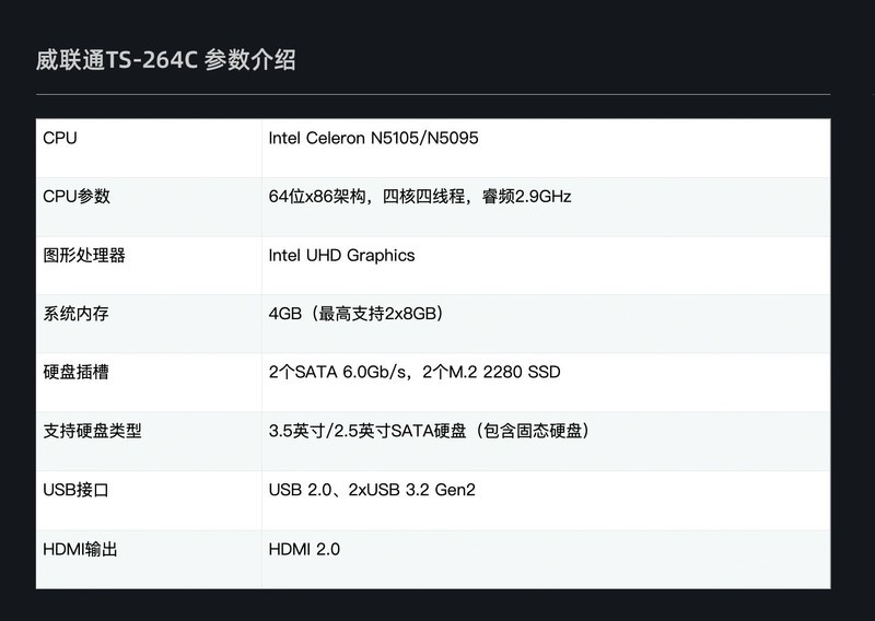 英特尔N5105、双M.2 SSD插槽，性能飙升，威联通TS-264C上手体验