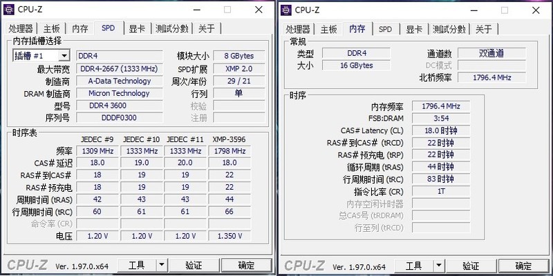 XPG威龙 D45 3600MHz 台式机内存条 体验分享
