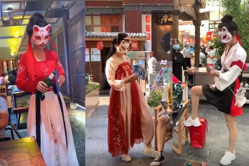 抖音开啤酒小姐姐同款面具，ikbc白无垢樱花机械键盘开箱体验