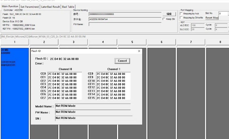 AS2258量产工具自制M16A(NW947×4)固态硬盘，用AS2258做了个512GB SLC固态硬盘