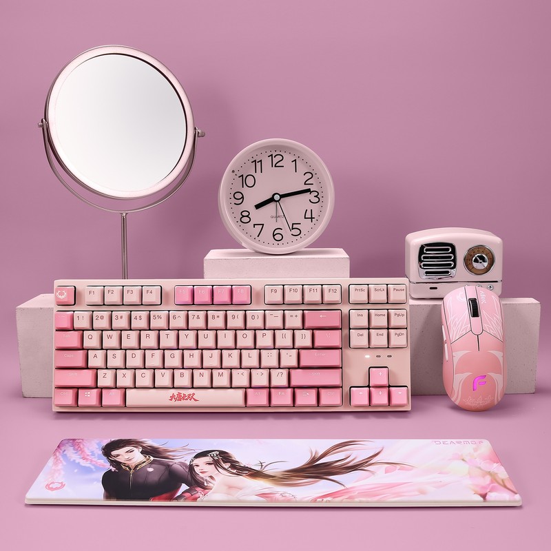 给内人的七夕回礼，粉色静音三模套装，迪摩大唐无双百花医联名款