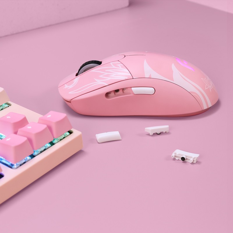 给内人的七夕回礼，粉色静音三模套装，迪摩大唐无双百花医联名款