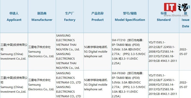 三星新一代折叠屏旗舰国行来了，Galaxy Z Fold 4 / Flip 4 通过 3C 认证，支持 25W 充