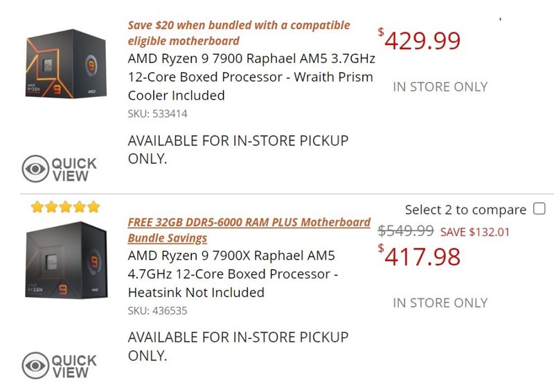 AMD R9 7900X海外零售迎来促销， 价格已经比R9 7900便宜